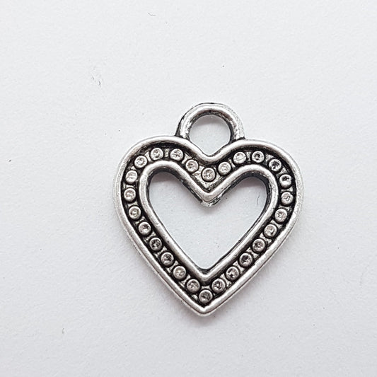10pc Silver Metal Heart Charms