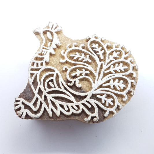 Peacock Hand Carved Indian Block Stamp
