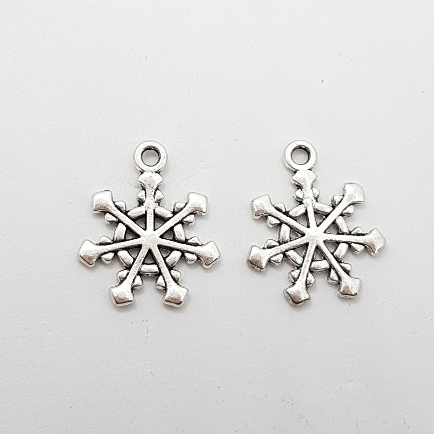 10pc Antique Silver Snowflake Charms