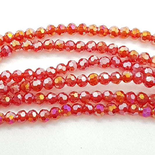 200pc Red Round Crystal Beads