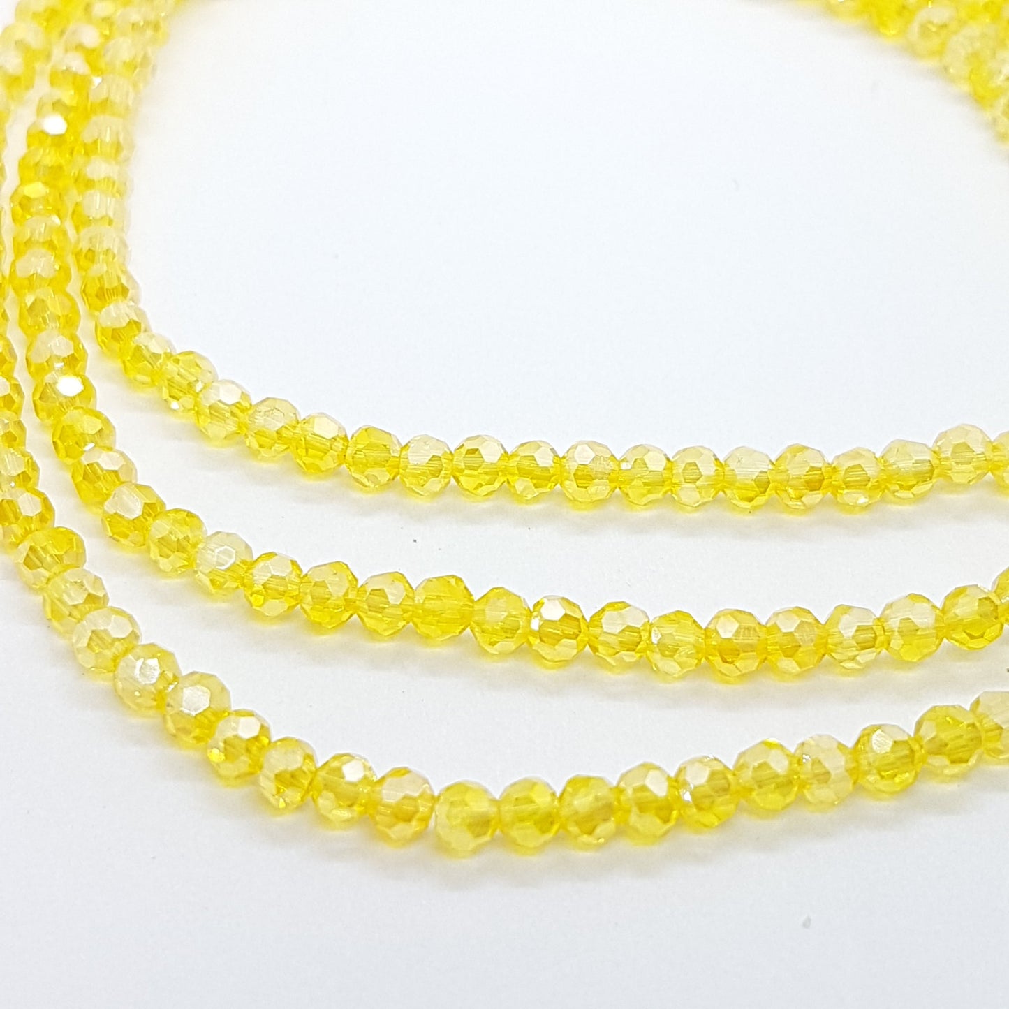 200pc Yellow Round Crystal Beads