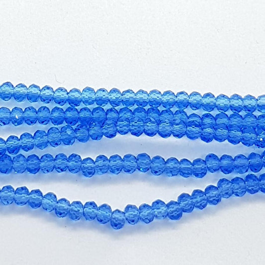 Tiny Blue Crystal Rondelle Beads Approx 200 beads