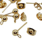 5pr 24k GP Stainless Steel Studs+Backs