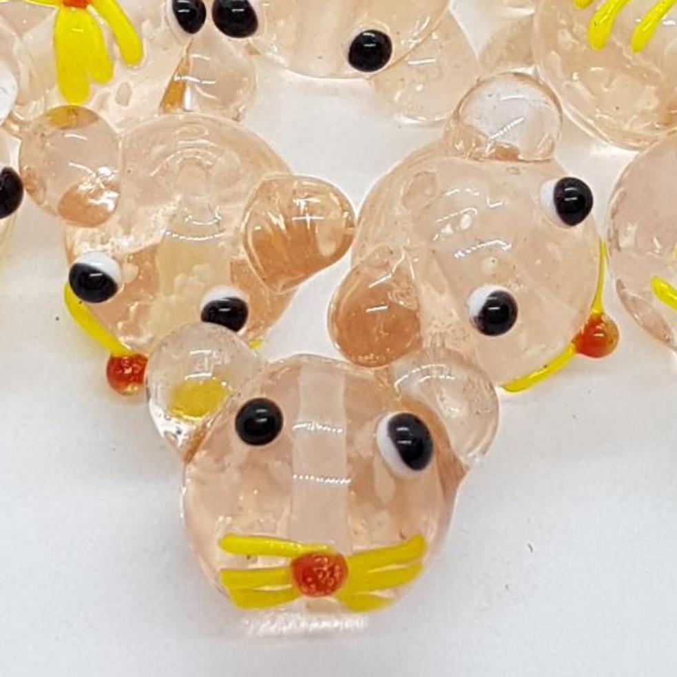Pink Cat Lampwork Glass Bead