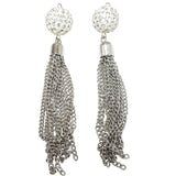 2pc Silver Rhinestone Tassel Pendants
