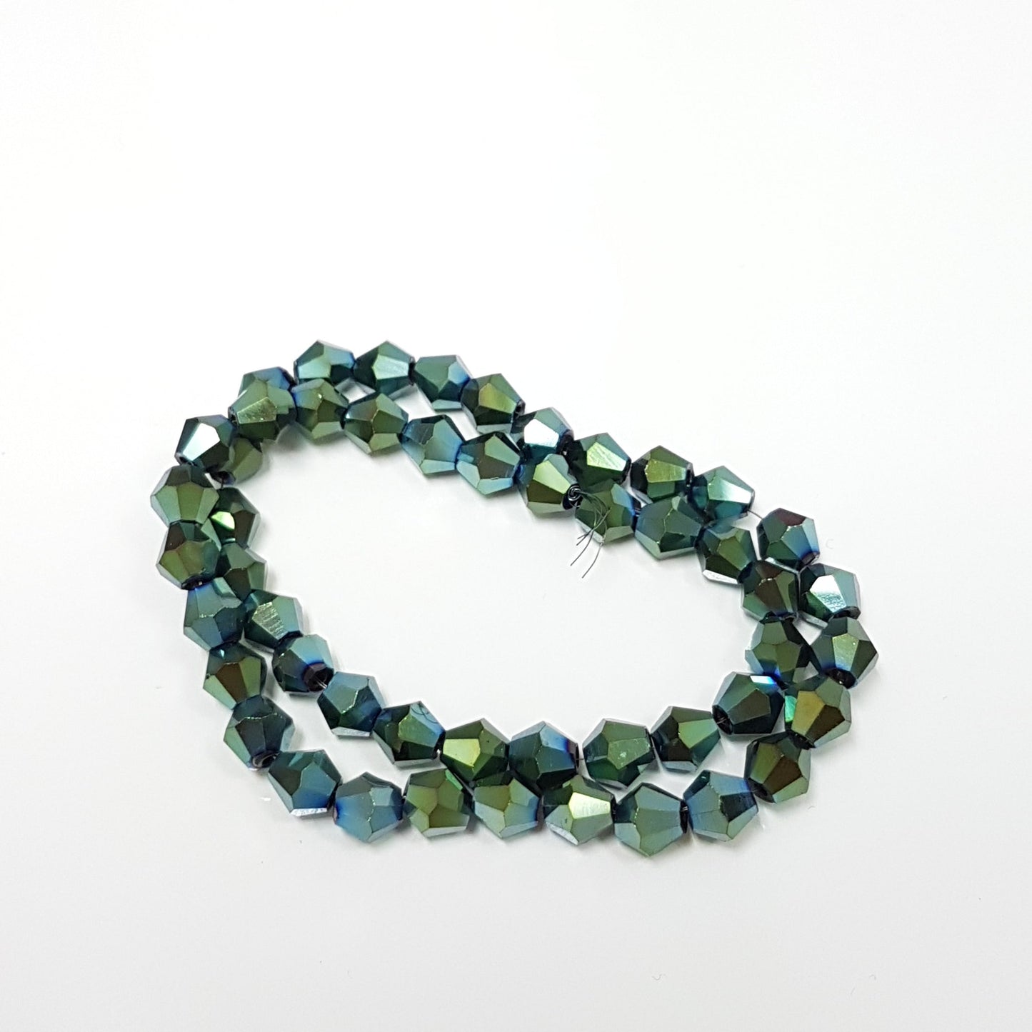 6mm Electroplated Green Glass Bicones