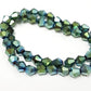 6mm Electroplated Green Glass Bicones