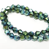 6mm Electroplated Green Glass Bicones