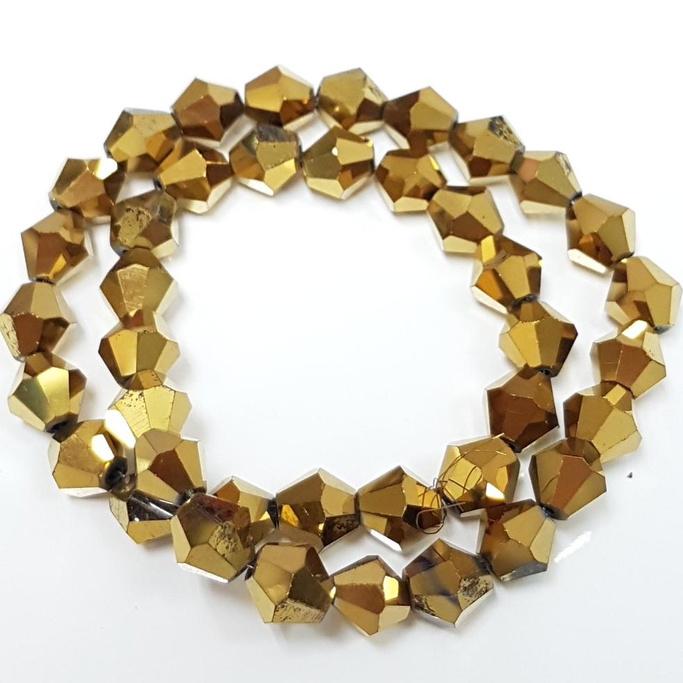 8mm Gold Electroplated Glass Bicones