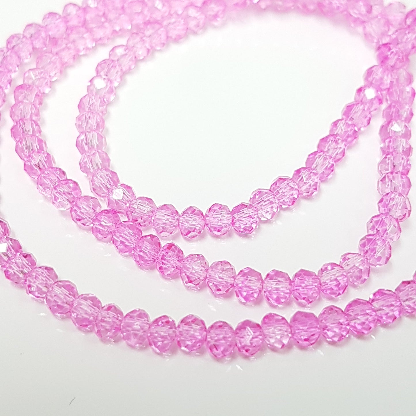 2.5mm Pink Crystal Rondelle Beads Approx 245 beads