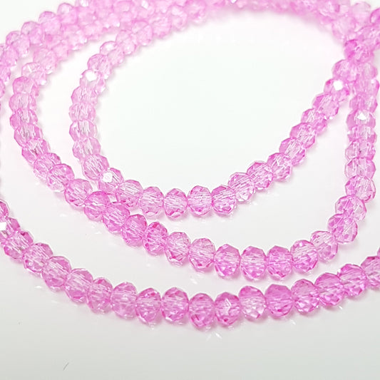 2.5mm Pink Crystal Rondelle Beads Approx 245 beads
