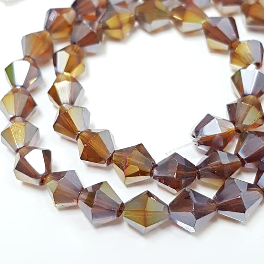 6mm Brown AB Glass Bicones