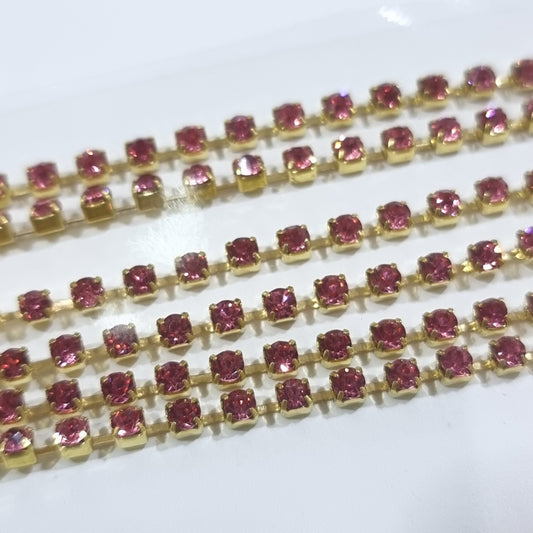 Indian Pink Preciosa Rhinestone Chain ss8