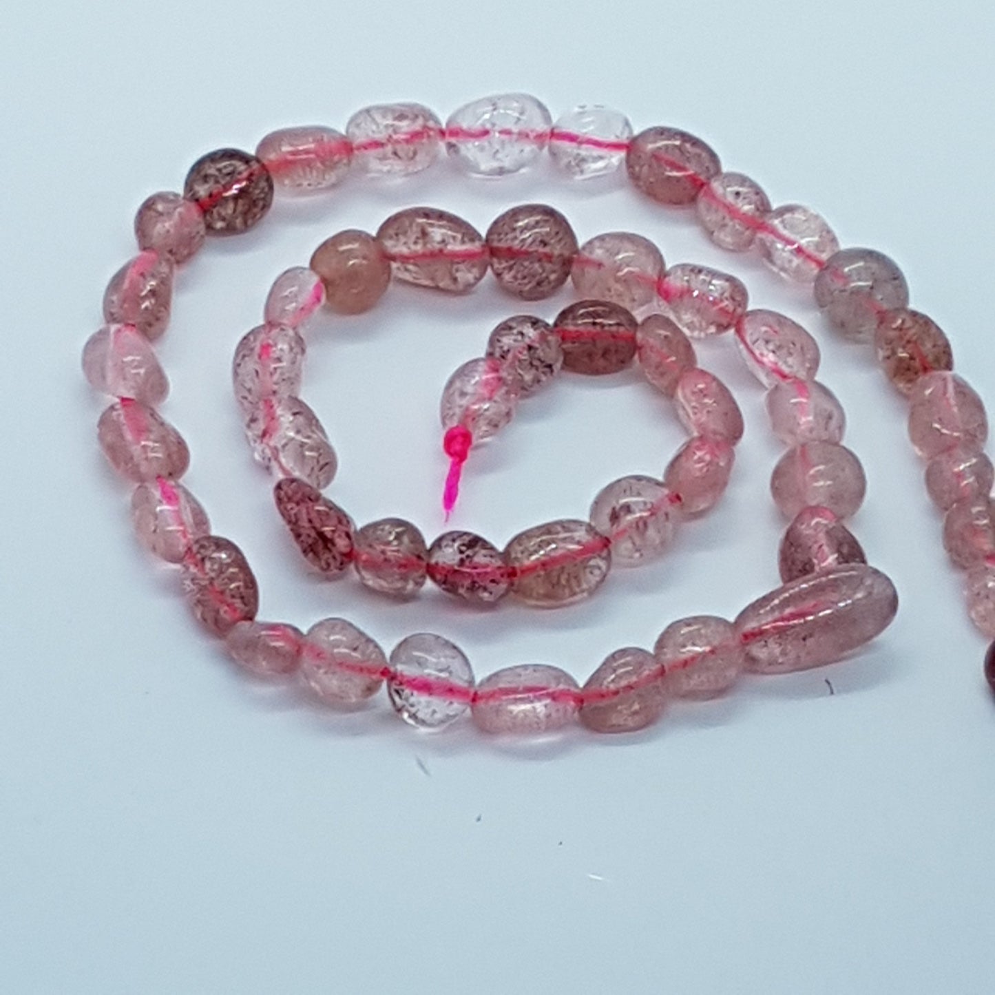 Strawberry Quartz Gemstone Nugget Beads