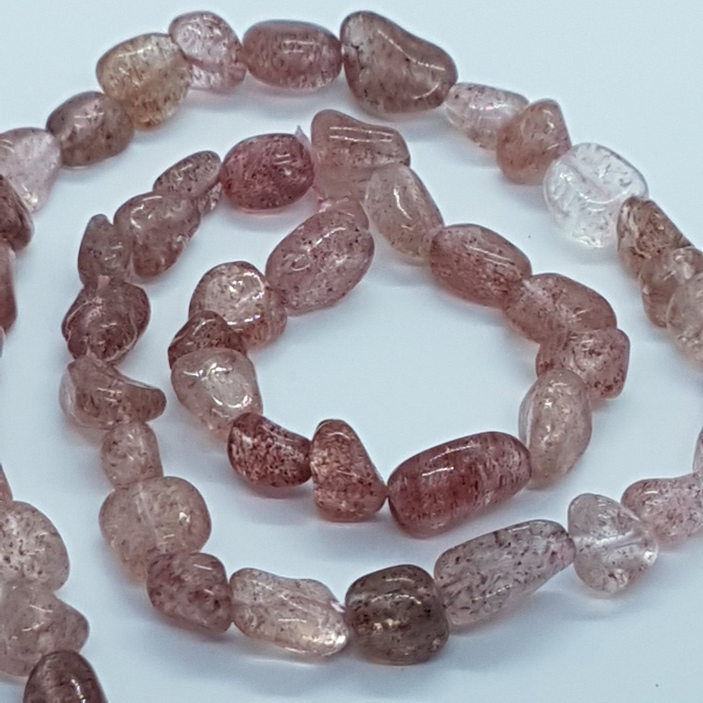 Strawberry Quartz Gemstone Nugget Beads