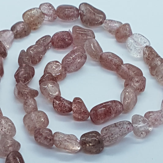 Strawberry Quartz Gemstone Nugget Beads