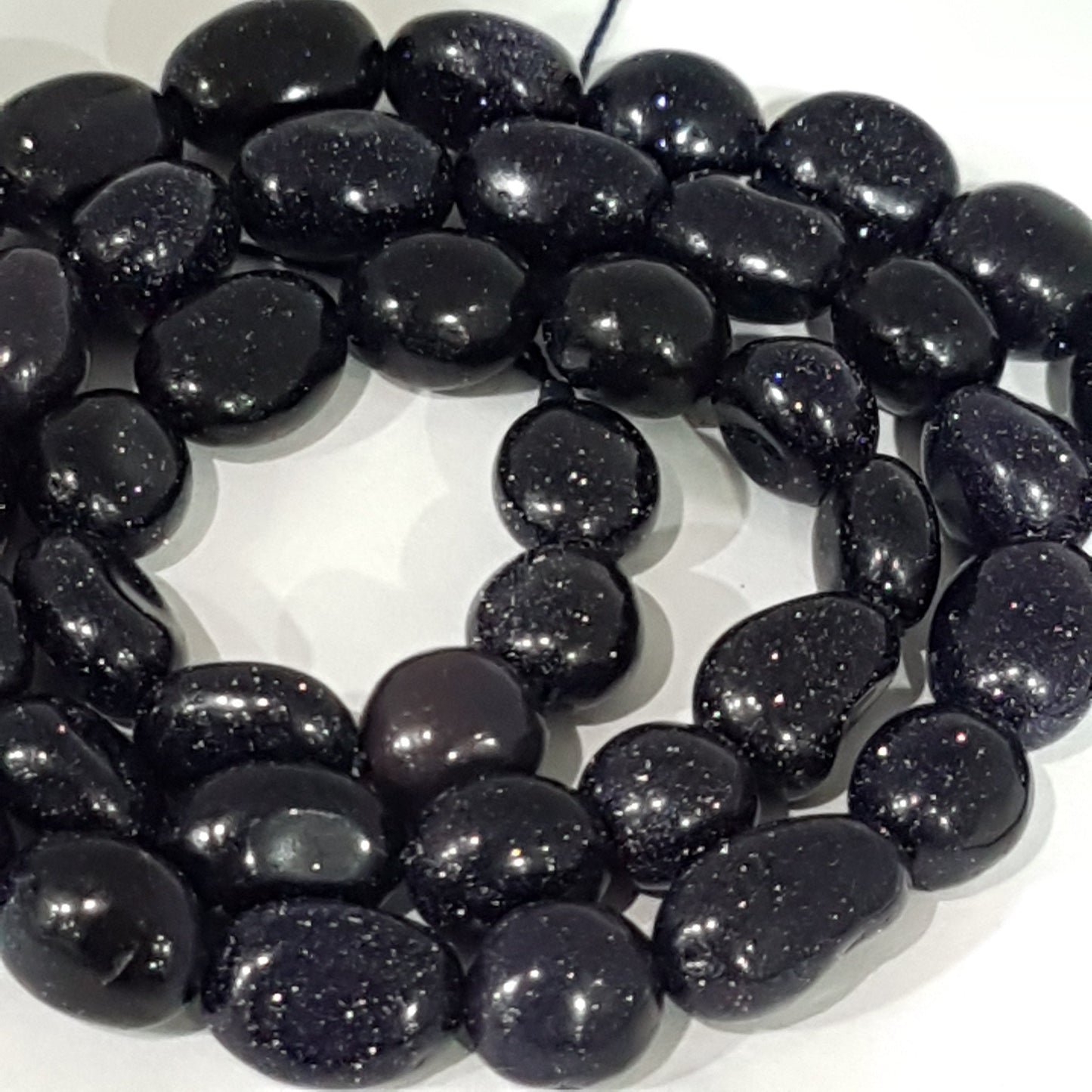 Blue Goldstone Gemstone Nugget Beads