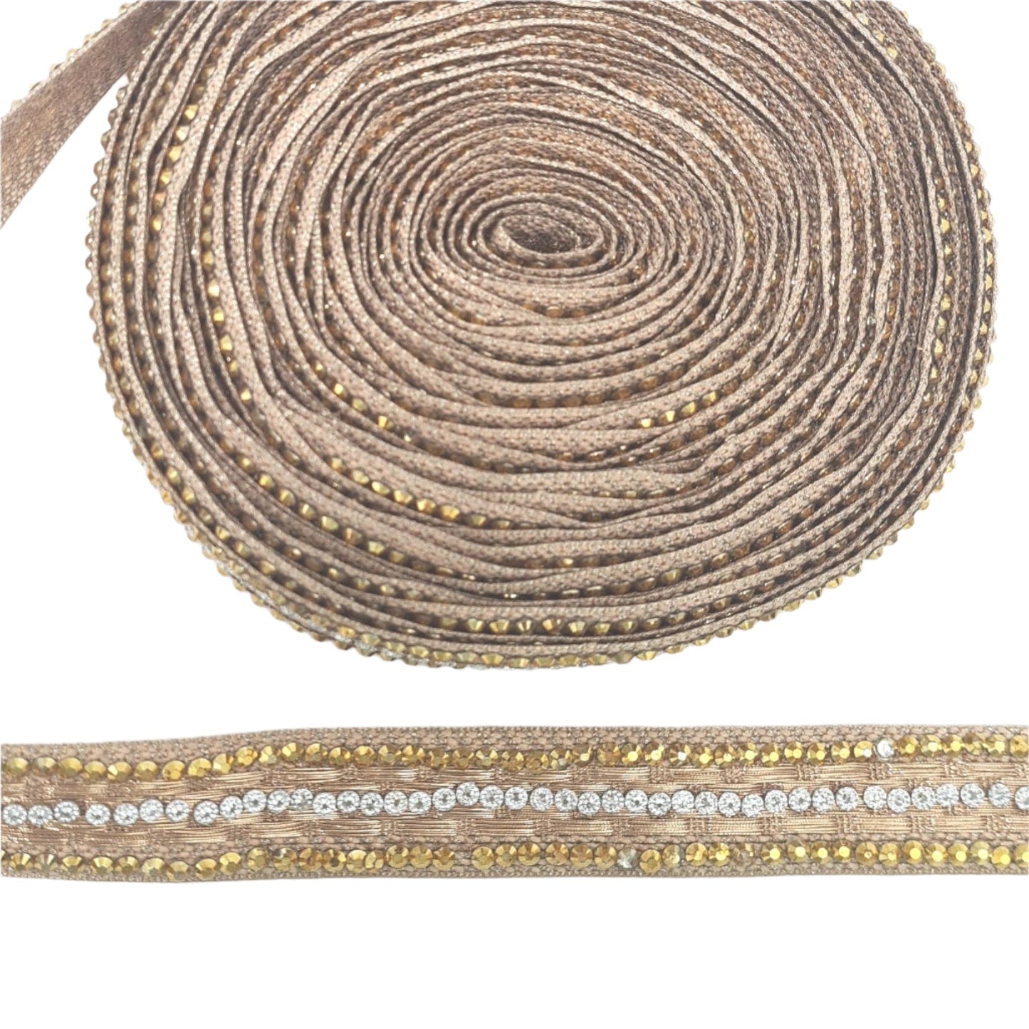 9m Gold Embellished Rhinestone Trim
