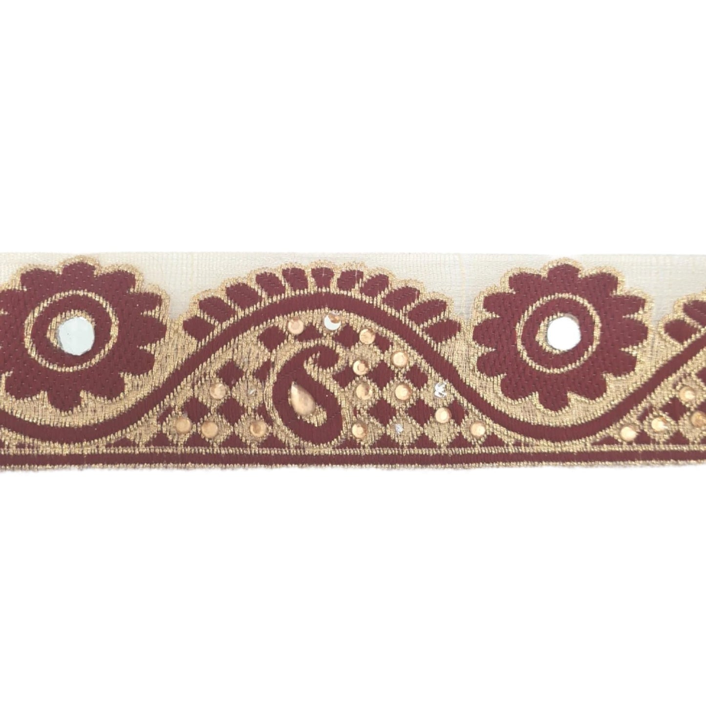 5m Red and Gold Rhinestone Trim