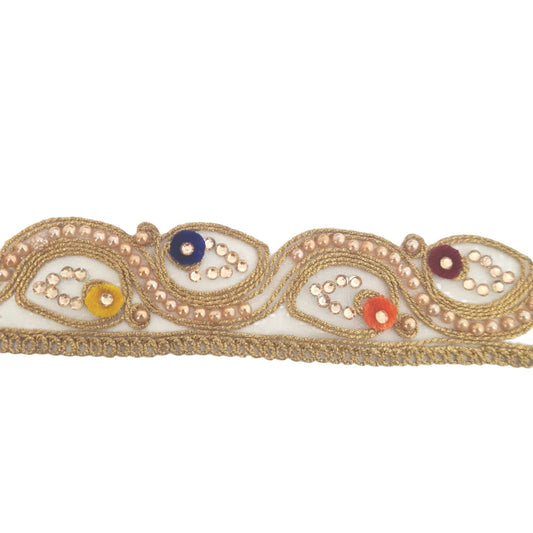 5m Gold Colourful Rhinestone Trim