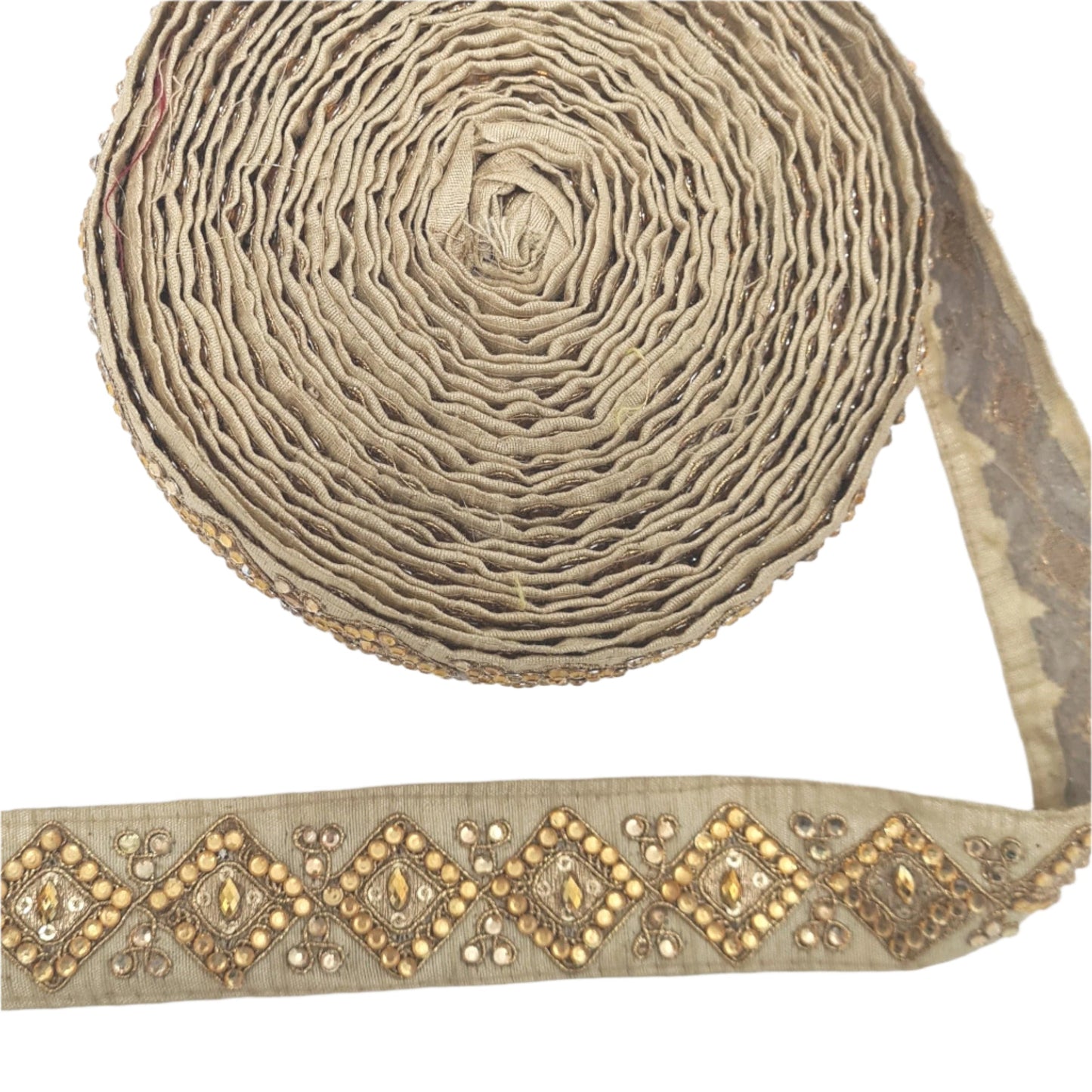 5m Gold Embellished Indian Rhinestone Trim