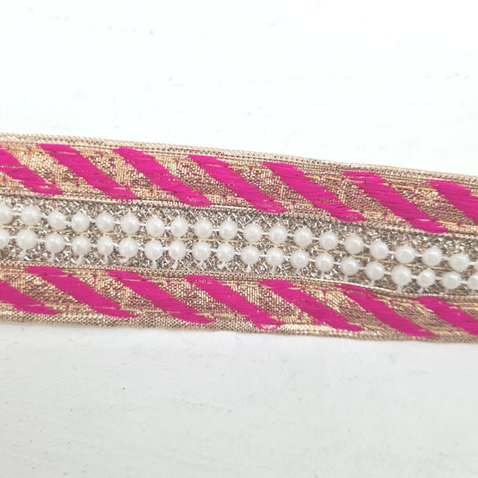 5m Pink and Gold Pearl Trim