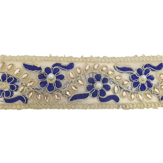 4m Blue Floral Indian Trim