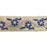 4m Blue Floral Indian Trim