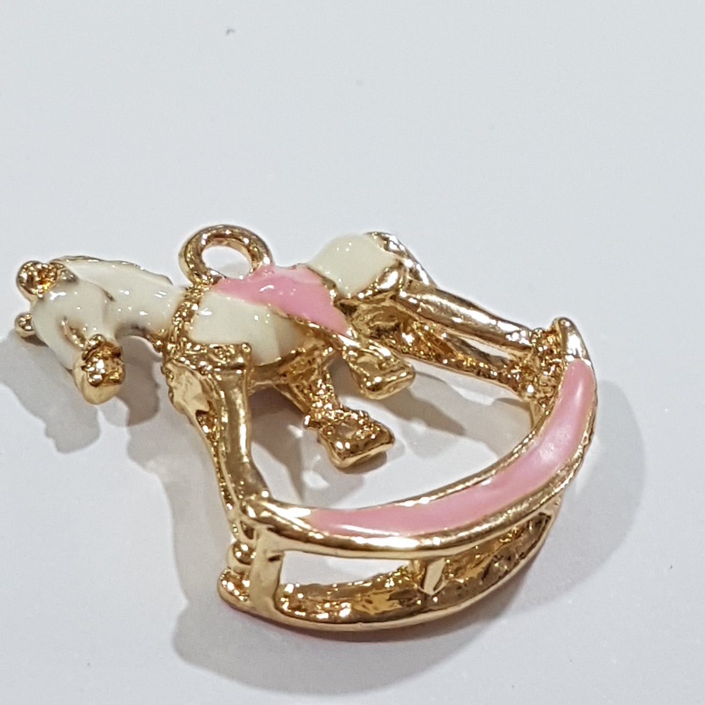 Light Pink Enamel Rocking Horse Charm