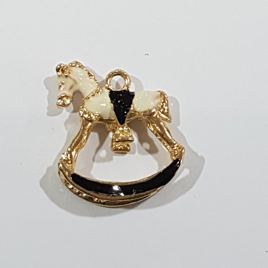 Black Enamel Rocking Horse Charm