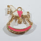 Bright Pink Enamel Rocking Horse Charm