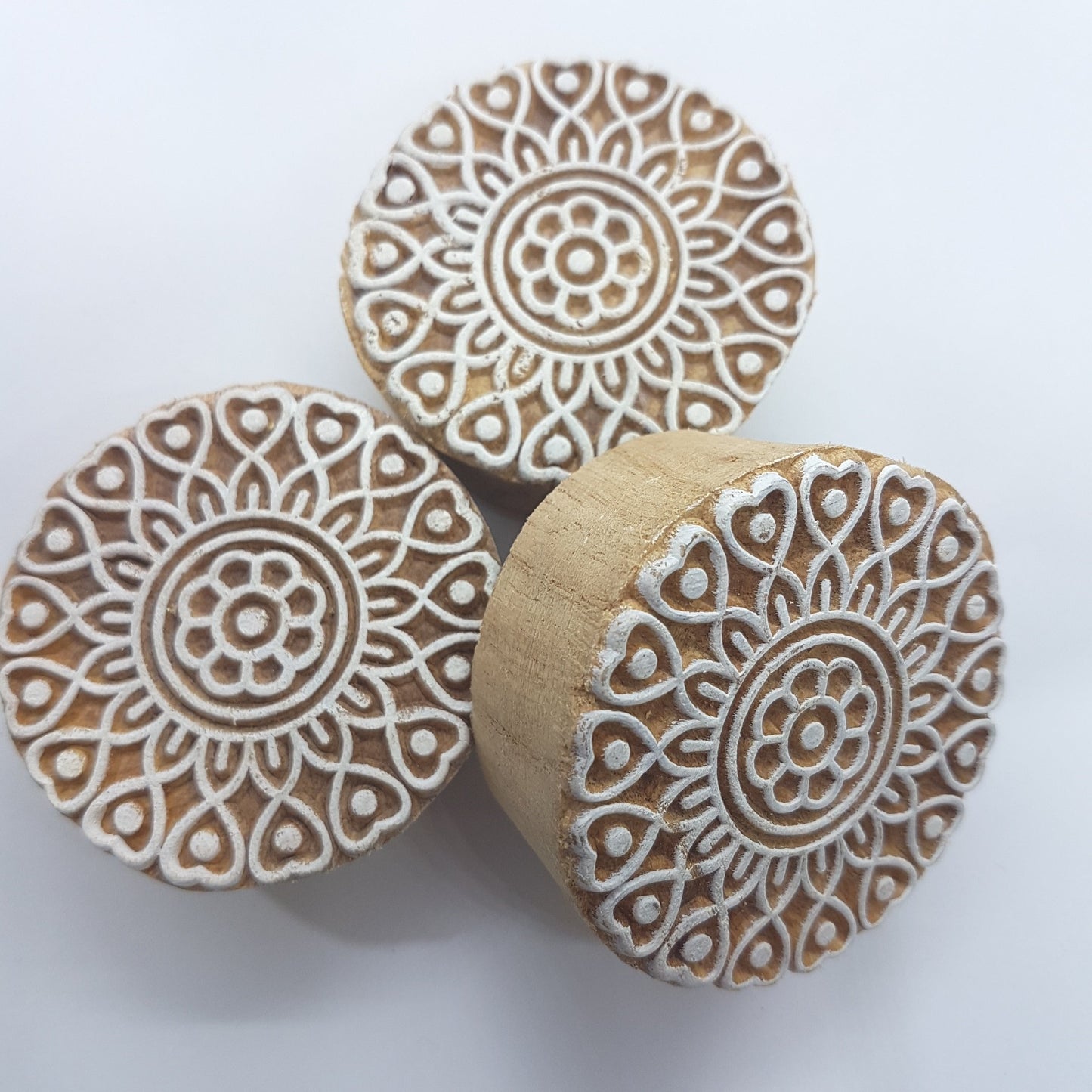 LAST1! Round Floral Indian Block Stamp
