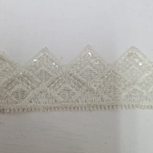 White Lace & sequinned  Trim