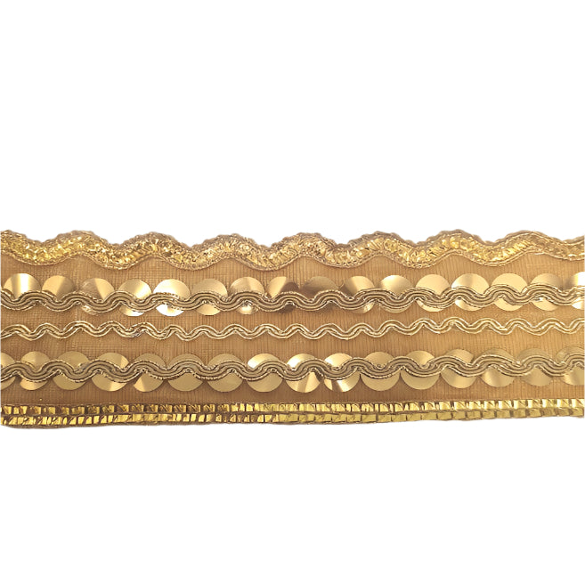 8m Gold sequined Trim with waves