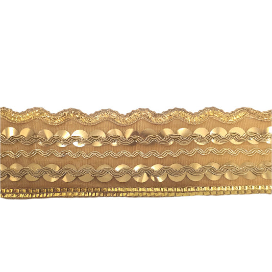 8m Gold sequined Trim with waves