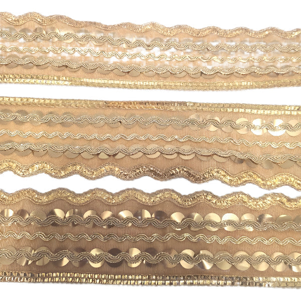 8m Gold sequined Trim with waves