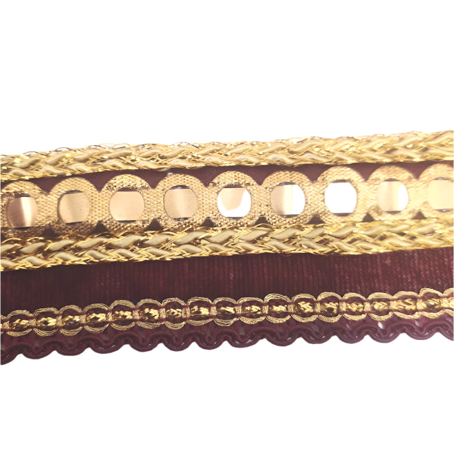 5m Velvety Red & Gold Indian Trim
