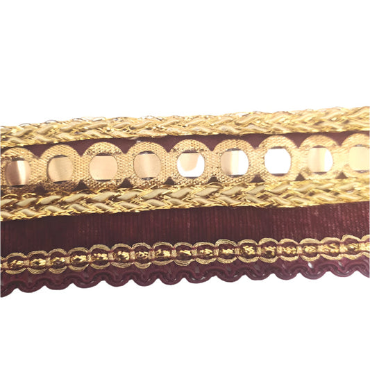 5m Velvety Red & Gold Indian Trim