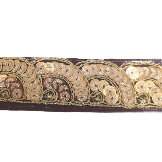 5m Dark Red and Gold sequined Indian Trim