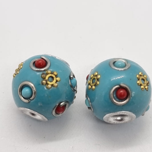 Blue Multi Colour Kashmiri Beads
