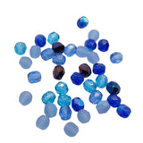4mm Blue Tones Czech Fire-Polish Beads