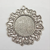 Silver Sunflower Cabochon Pendant