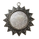 2pc Silver Sun Cabochon Pendant