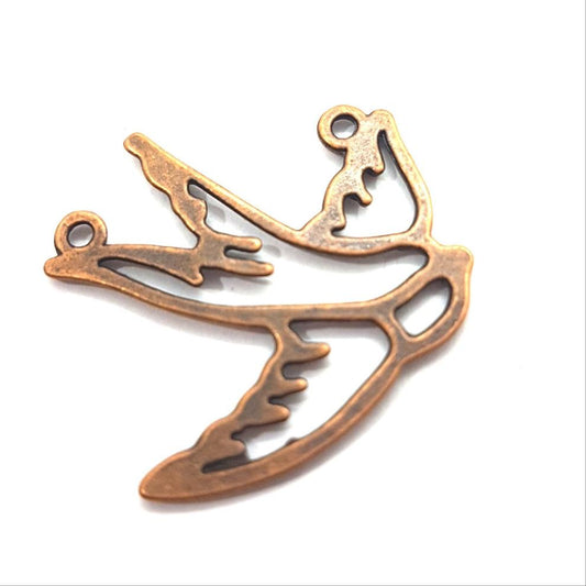 10pc Copper Bird Pendants