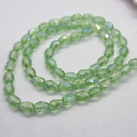 Light Green Crystal Glass Drop Beads Approx 65pc