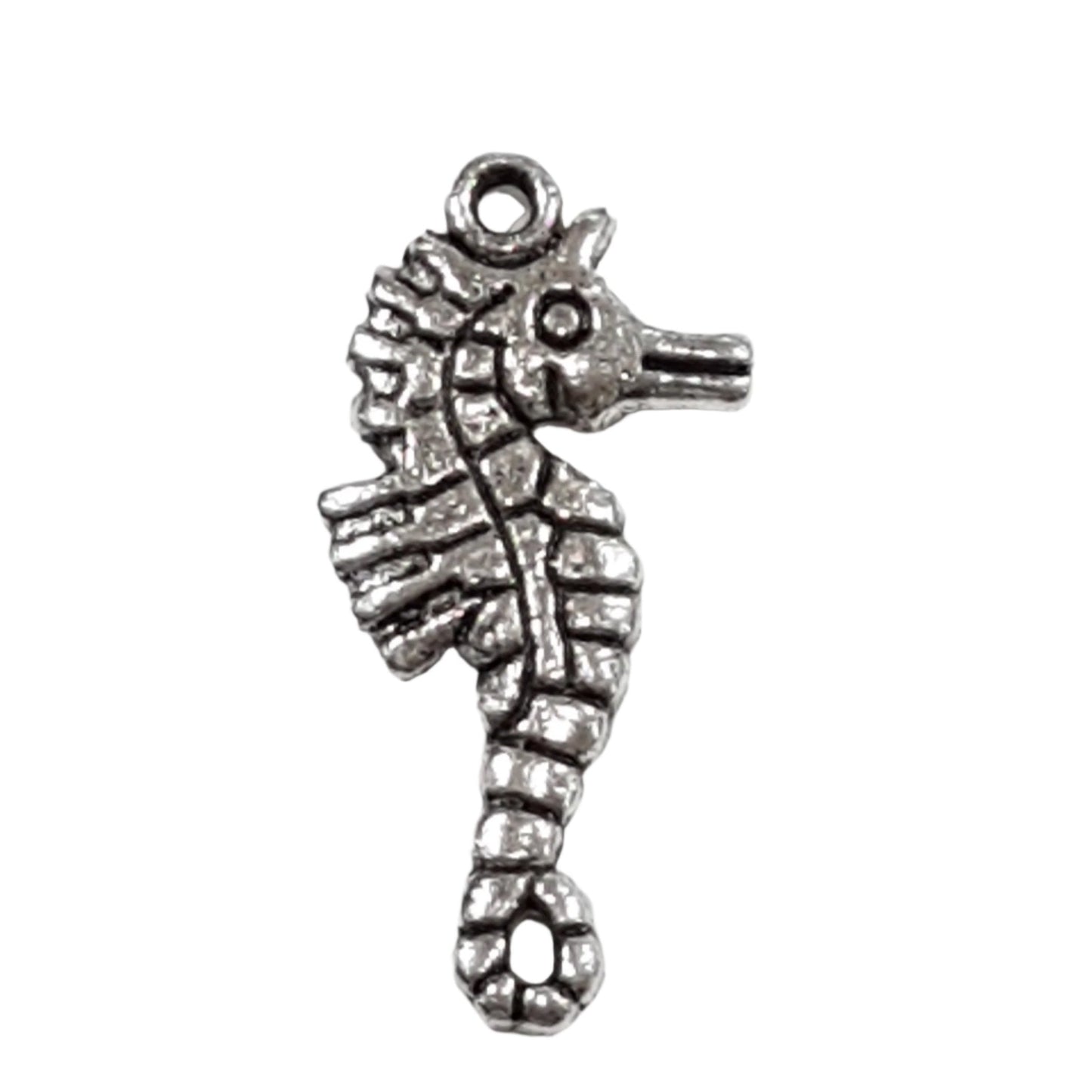 10pc Large Silver Seahorse Charms