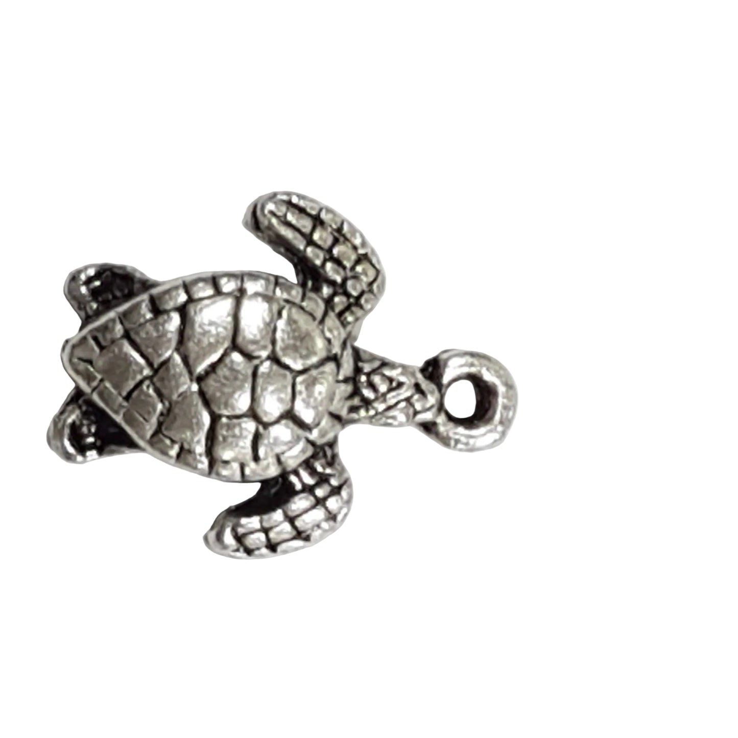 10pc Small Silver Turtle Charms