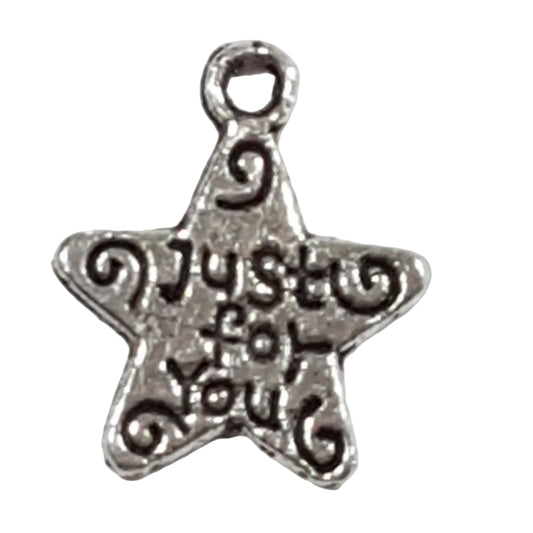 10pc Silver Star 'just for you' Charms