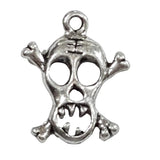 10pc Solid Silver Skull & Cross Bones Charms