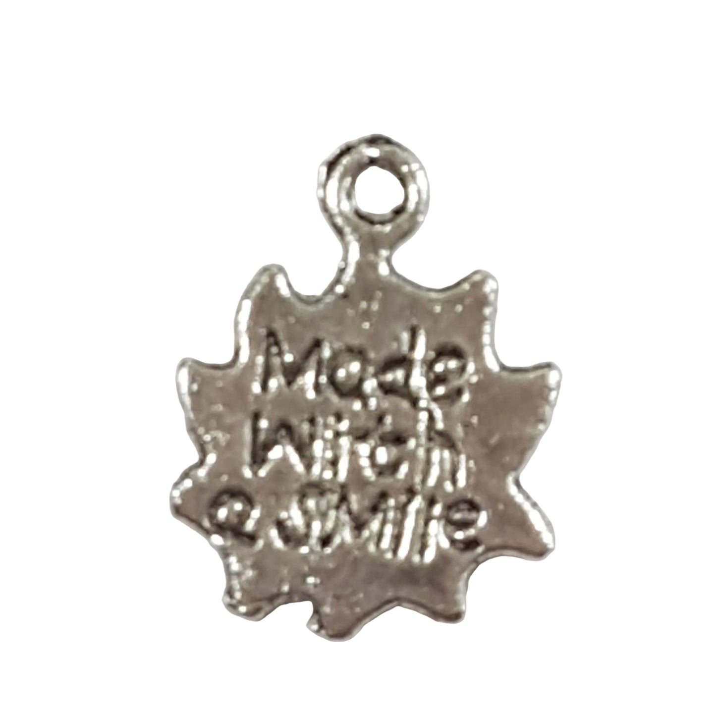 10pc Silver Sun Charms 'Made With A smile'